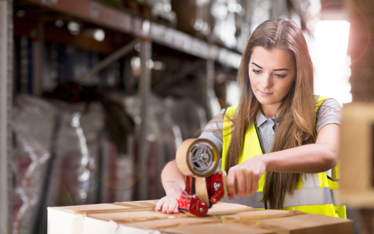young woman sealing a fulfilled order