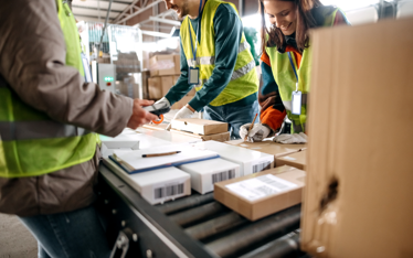 warehouse workers processing orders quickly
